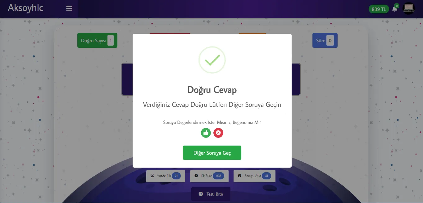 Aksoyhlc Bilgi Yarışması - Online Test Çözme Scripti v3 | Mobil Uygulama Hediye