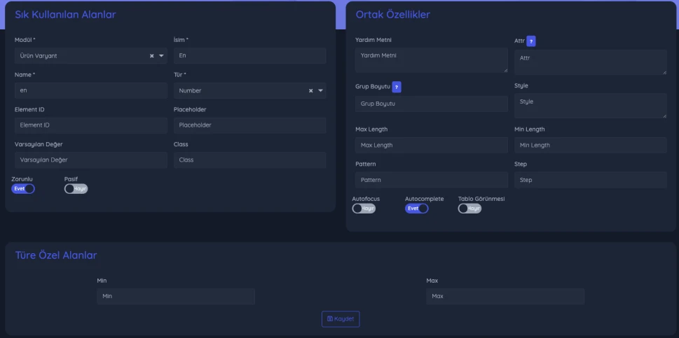 Arterion ERP - Özelleştirilebilir Form Modülü