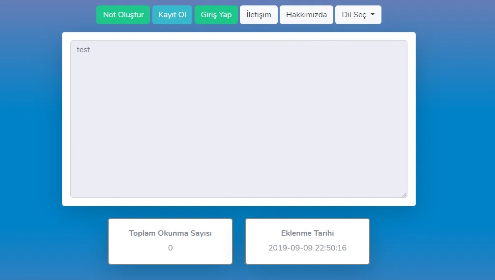 Ücretsiz PHP Not Metin Paylaşma Scripti 