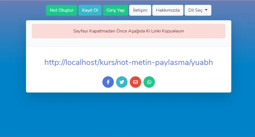 Ücretsiz PHP Not Metin Paylaşma Scripti 
