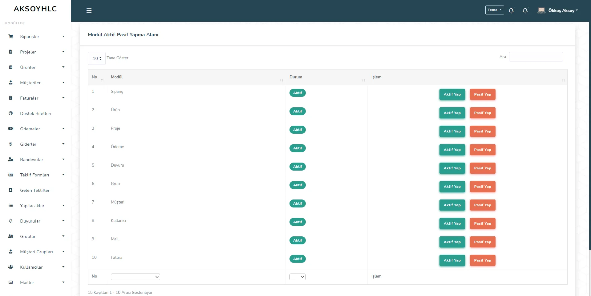 Aksoyhlc CRM v5 | Sipariş-Proje Takip Scripti | Mobil Uygulama - Web Bildirim