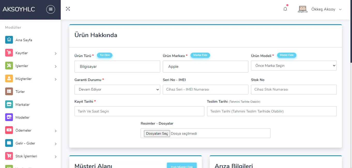 Aksoyhlc Teknik Servis Scripti - Cihaz Takip Scripti